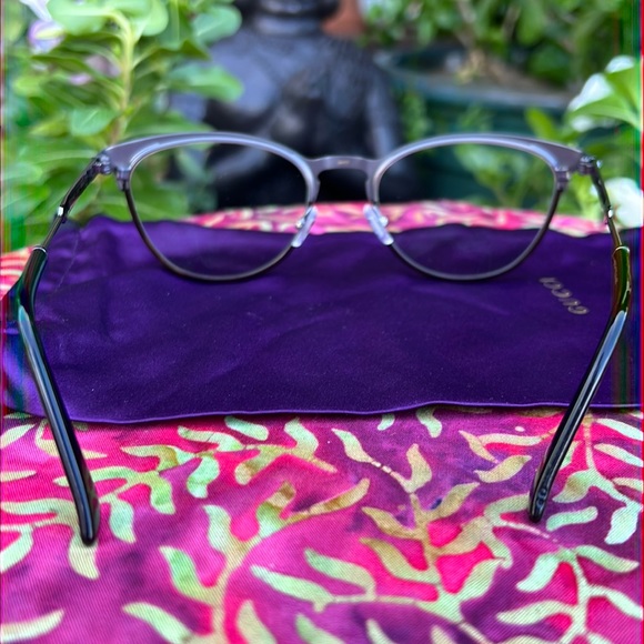 New GUCCI Gunmetal Oval Cat Eye Glasses - Picture 10 of 17